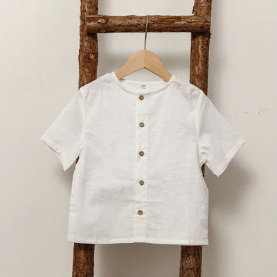 Boys Cotton And Linen Short-Sleeved