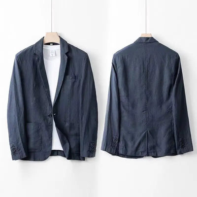 Spring Autumn Fashion Men Linen Two-piece Set Blazer Jacket