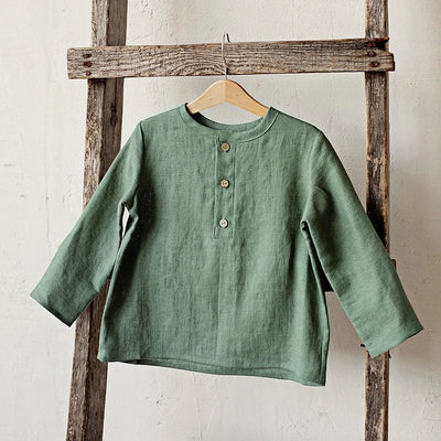 Chic Casual Cotton Linen Shirt Children's 2024 New Retro