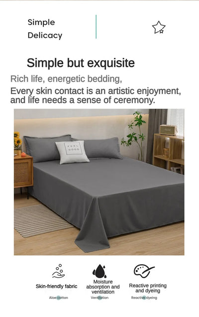 1 pc Bed Flat Sheet for Double Bed Plain Solid