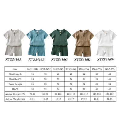 1-8T Kids Sets Summer Clothes Linen Cotton