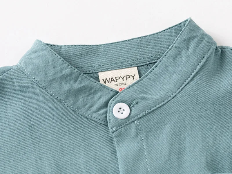 Short Sleeve Polo Shirt for Children Casual Mandarin