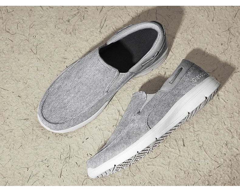 Men’s Summer Breathable Canvas Shoes Lightweight Slip-On Casual Flats