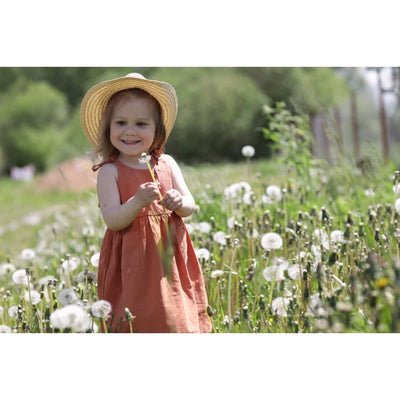 Kids Girls Summer Cotton Princess Dress Linen Suspenders